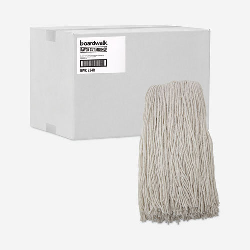 Premium Cut-end Wet Mop Heads, Rayon, 24oz, White, 12/carton.