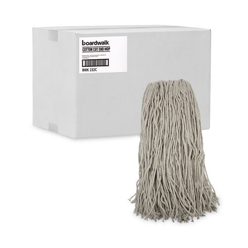 Mop Head, Premium Standard Head, Cotton Fiber, 32oz, White, 12/carton.