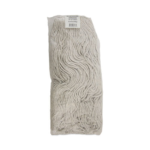 Mop Head, Premium Standard Head, Cotton Fiber, 32oz, White, 12/carton.