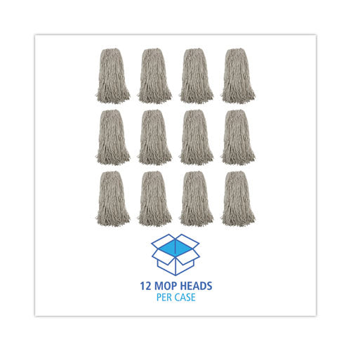 Mop Head, Premium Standard Head, Cotton Fiber, 32oz, White, 12/carton.