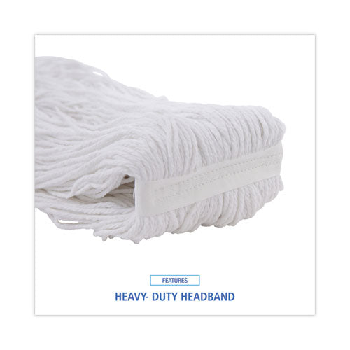 Mop Head, Premium Standard Head, Rayon Fiber, 32oz, White, 12/carton.