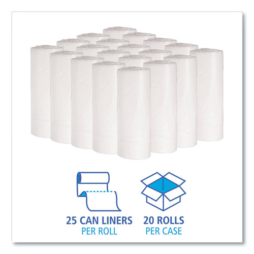 Low-density Waste Can Liners, 16 Gal, 0.4 Mil, 24" X 32",White, Perforated Roll, 25 Bags/roll, 20 Rolls/carton