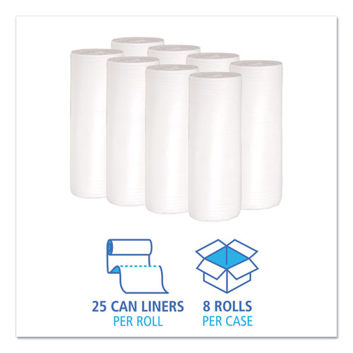 Low-density Waste Can Liners, 30 Gal, 0.6 Mil, 30" X 36", White, Perforated Roll, 25 Bags/roll, 8 Rolls/carton.