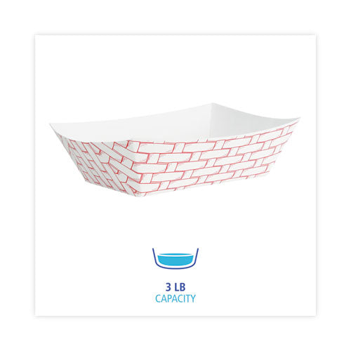 Paper Food Baskets, 3 Lb Capacity, Red/white, 500/carton.