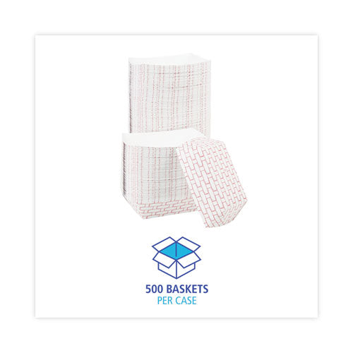 Paper Food Baskets, 3 Lb Capacity, Red/white, 500/carton.