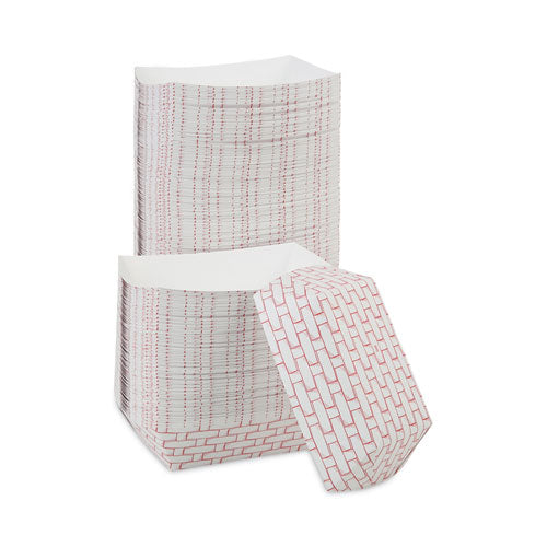Paper Food Baskets, 3 Lb Capacity, Red/white, 500/carton.
