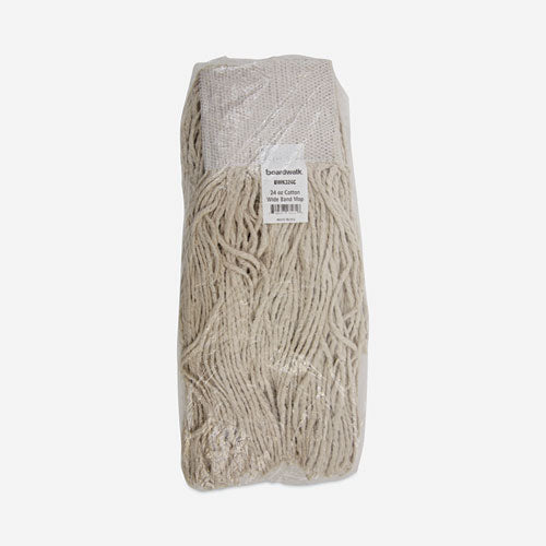 Mop Head, Premium Saddleback Head, Cotton Fiber, 24 Oz, White, 12/carton.