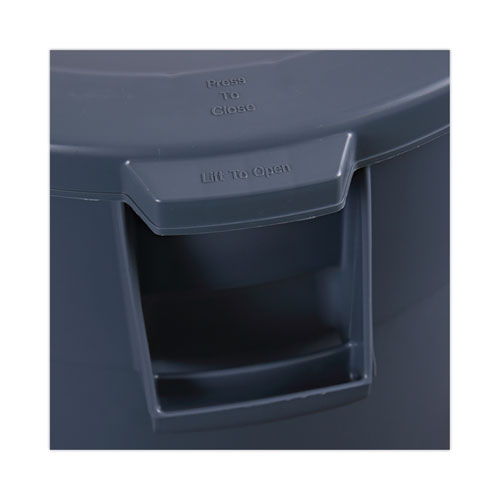 Lids For 32 Gal Waste Receptacle, Flat-top, Round, Plastic, Gray.