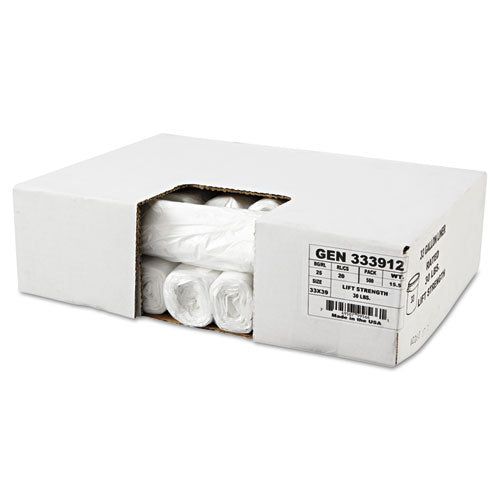High-density Can Liners, 33 Gal, 9 Mic, 33" X 39", Natural, Perforated Roll, 25 Bags/roll, 20 Rolls/carton.