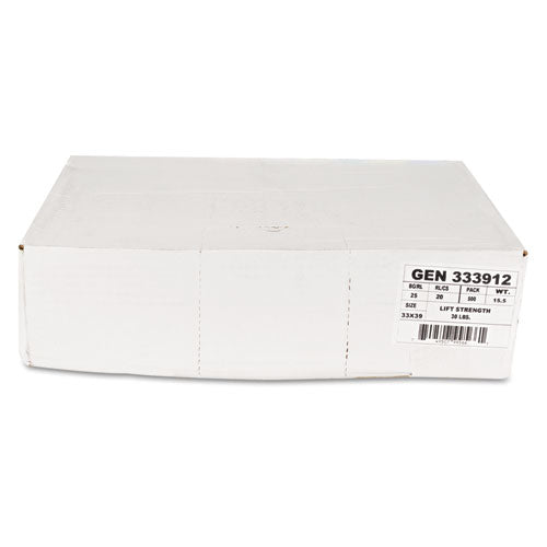 High-density Can Liners, 33 Gal, 9 Mic, 33" X 39", Natural, Perforated Roll, 25 Bags/roll, 20 Rolls/carton.