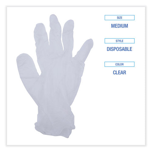 General Purpose Vinyl Gloves, Powder/latex-free, 2.6 Mil, Medium, Clear, 100/box.