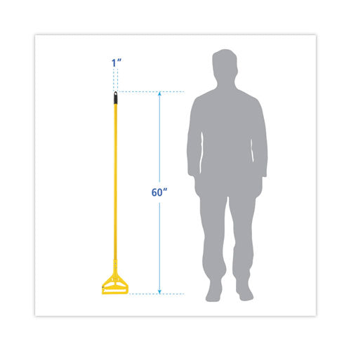 Looped End Mop Kit, Medium Blue Cotton/rayon/synthetic Head,60" Yellow Metal/polypropylene Handle