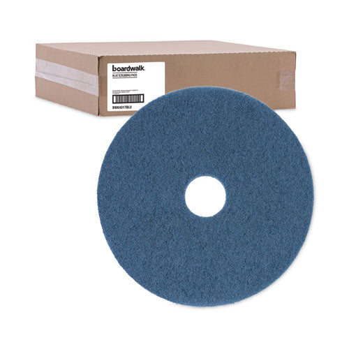 Scrubbing Floor Pads, 17" Diameter, Blue, 5/carton.