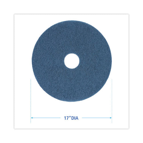 Scrubbing Floor Pads, 17" Diameter, Blue, 5/carton.