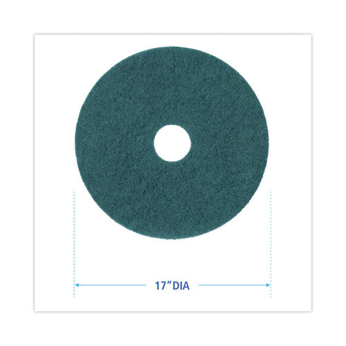 Heavy-duty Scrubbing Floor Pads, 17" Diameter, Green, 5/carton.