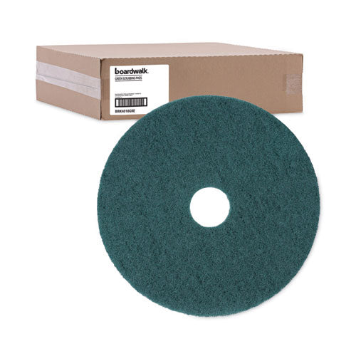 Heavy-duty Scrubbing Floor Pads, 18" Diameter, Green, 5/carton.