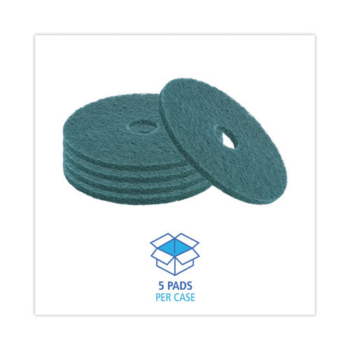 Heavy-duty Scrubbing Floor Pads, 19" Diameter, Green, 5/carton.