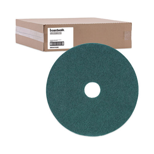 Heavy-duty Scrubbing Floor Pads, 19" Diameter, Green, 5/carton.