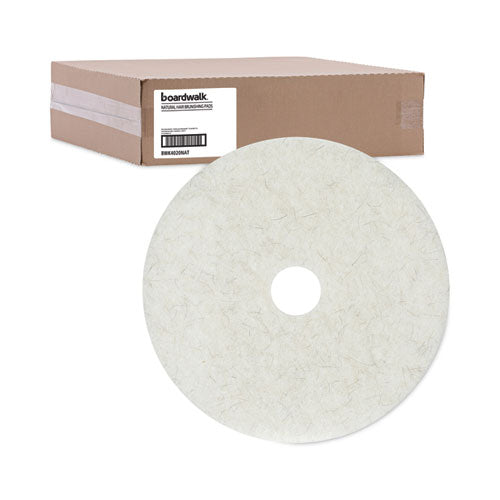 Natural Burnishing Floor Pads, 20" Diameter, White, 5/carton.