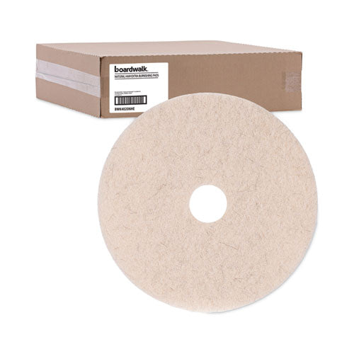 Natural Hog Hair Burnishing Floor Pads, 20" Diameter, Tan, 5/carton.