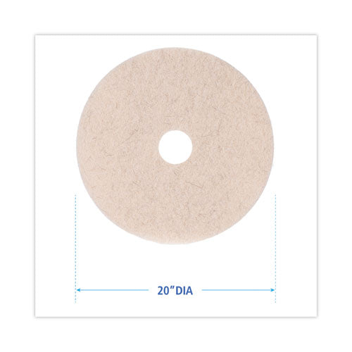 Natural Hog Hair Burnishing Floor Pads, 20" Diameter, Tan, 5/carton.