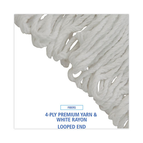 Pro Loop Web/tailband Wet Mop Head, Rayon, #24 Size, White, 12/carton.