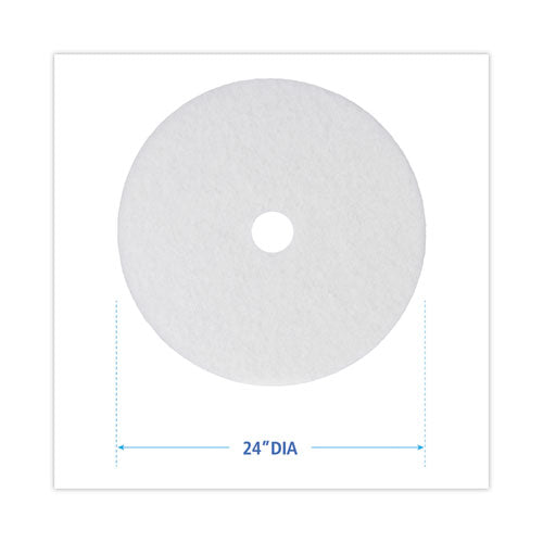 Polishing Floor Pads, 24" Diameter, White, 5/carton