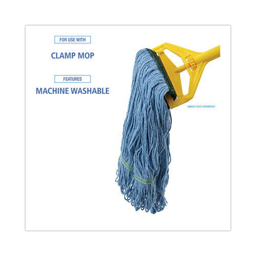 Mop Head, Premium Standard Head, Cotton/rayon Fiber, Medium, Blue, 12/carton.