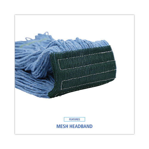 Mop Head, Premium Standard Head, Cotton/rayon Fiber, Medium, Blue, 12/carton.