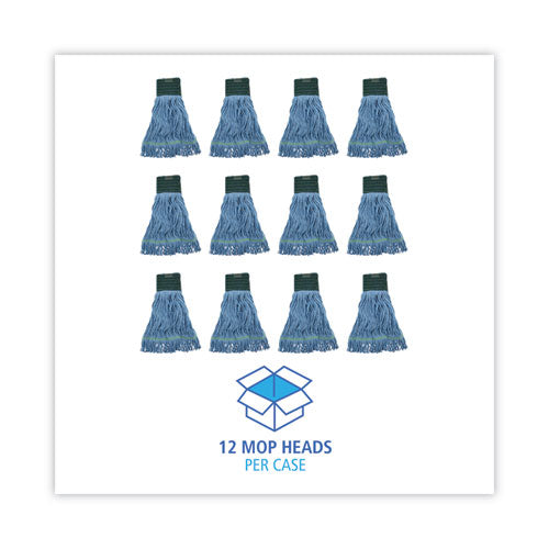 Mop Head, Premium Standard Head, Cotton/rayon Fiber, Medium, Blue, 12/carton.