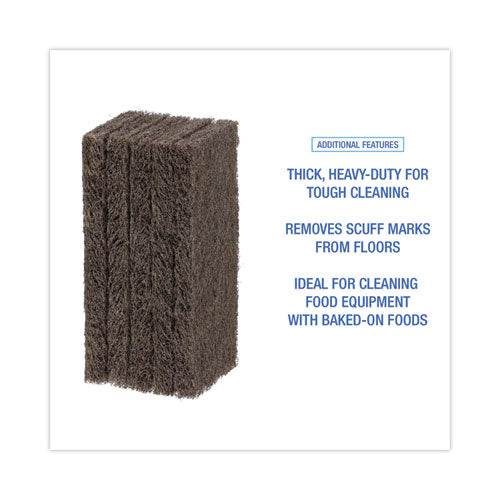 Heavy-duty Scour Pad, 4.63 X 10, Brown, 20/carton.