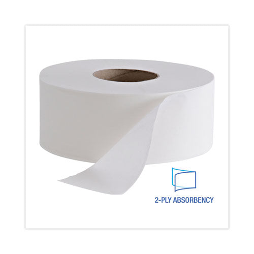 Jumbo Roll Bathroom Tissue, Septic Safe, 2-ply, White, 3.4" X 1,000 Ft, 12 Rolls/carton.