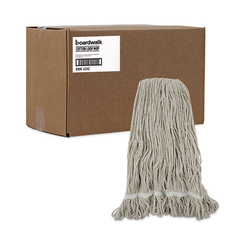 Pro Loop Web/tailband Wet Mop Head, Cotton, 24oz, White, 12/carton.