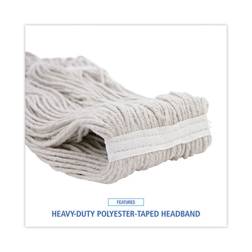 Pro Loop Web/tailband Wet Mop Head, Cotton, 24oz, White, 12/carton.