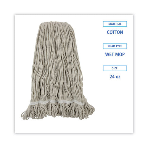 Pro Loop Web/tailband Wet Mop Head, Cotton, 24oz, White