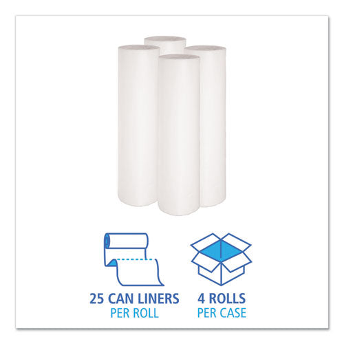 Low-density Waste Can Liners, 56 Gal, 0.6 Mil, 43" X 47", White, Perforated Roll, 25 Bags/roll, 4 Rolls/carton.