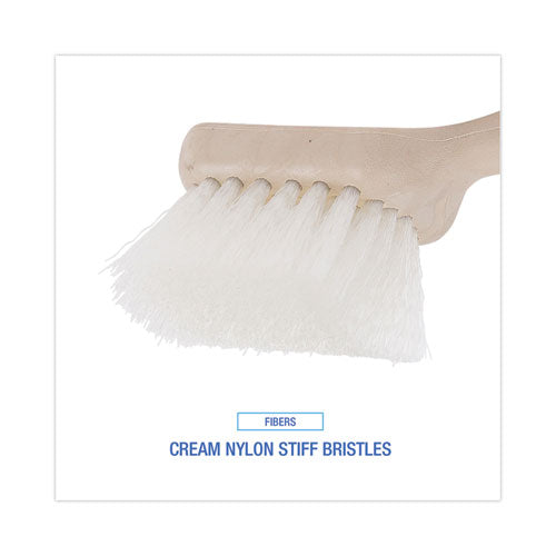 Utility Brush, Cream Nylon Bristles, 5.5" Brush, 3.5" Tan Plastic Handle.