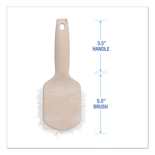 Utility Brush, Cream Nylon Bristles, 5.5" Brush, 3.5" Tan Plastic Handle.