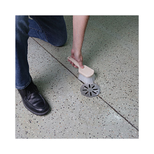 Utility Brush, Cream Nylon Bristles, 5.5" Brush, 3.5" Tan Plastic Handle.