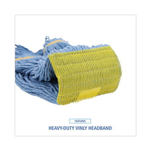 Super Loop Wet Mop Head, Cotton/synthetic Fiber, 5" Headband, Small Size, Blue, 12/carton.