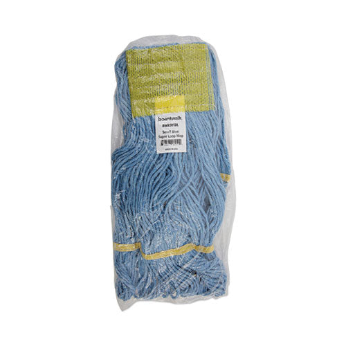 Super Loop Wet Mop Head, Cotton/synthetic Fiber, 5" Headband, Small Size, Blue, 12/carton.