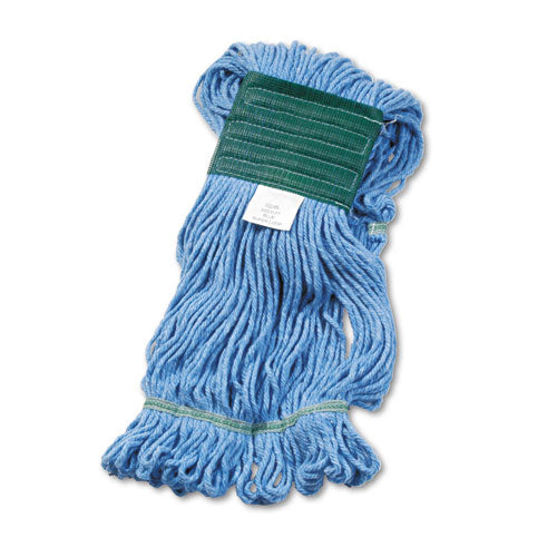 Super Loop Wet Mop Head, Cotton/synthetic Fiber, 5" Headband, Medium Size, Blue.