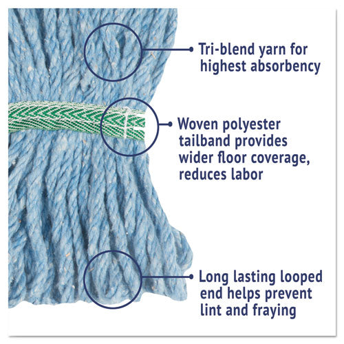 Super Loop Wet Mop Head, Cotton/synthetic Fiber, 5" Headband, Medium Size, Blue.