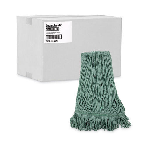 Mop Head, Premium Standard Head, Cotton/rayon Fiber, Medium, Green, 12/carton.