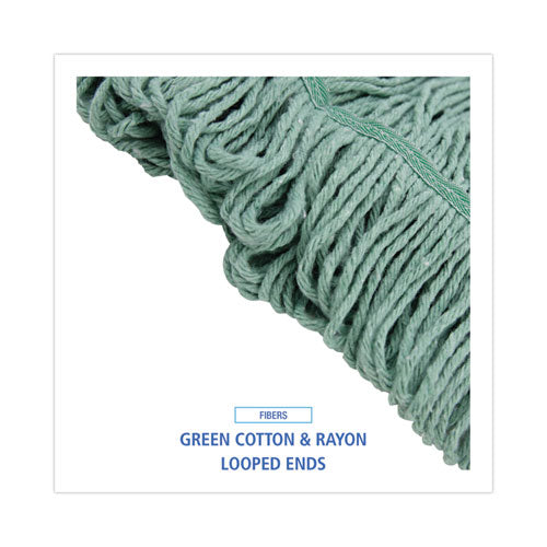 Mop Head, Premium Standard Head, Cotton/rayon Fiber, Medium, Green, 12/carton.