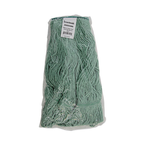 Mop Head, Premium Standard Head, Cotton/rayon Fiber, Medium, Green, 12/carton.