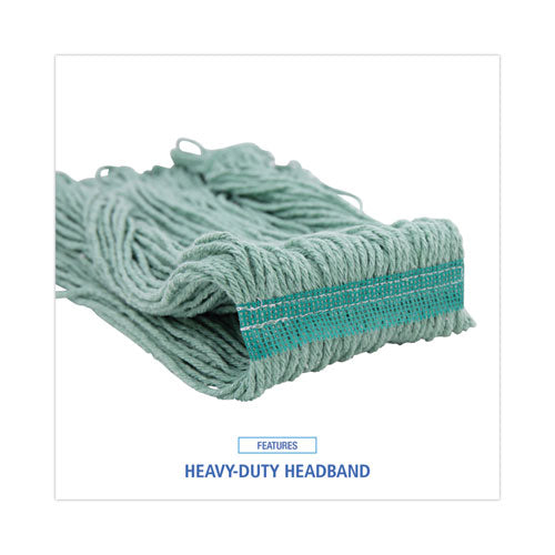 Mop Head, Premium Standard Head, Cotton/rayon Fiber, Medium, Green, 12/carton.