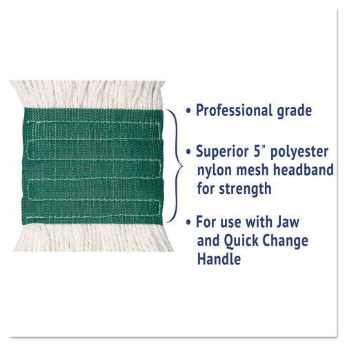 Super Loop Wet Mop Head, Cotton/synthetic Fiber, 5" Headband, Medium Size, White.