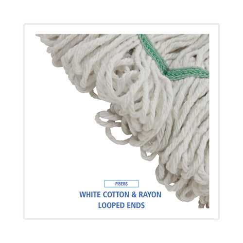 Mop Head, Premium Standard Head, Cotton/rayon Fiber, Medium, White.