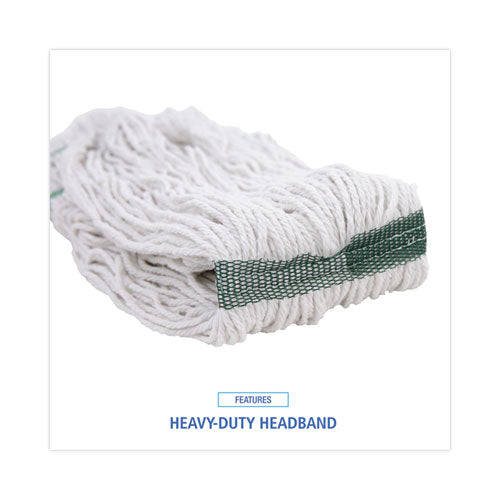 Mop Head, Premium Standard Head, Cotton/rayon Fiber, Medium, White.